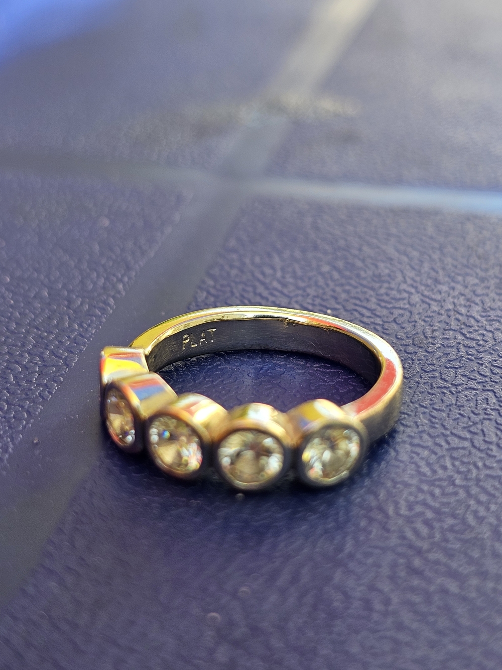 Platinum 5 Natural Diamond Bezel Set Band Ring - Picture 3 of 4